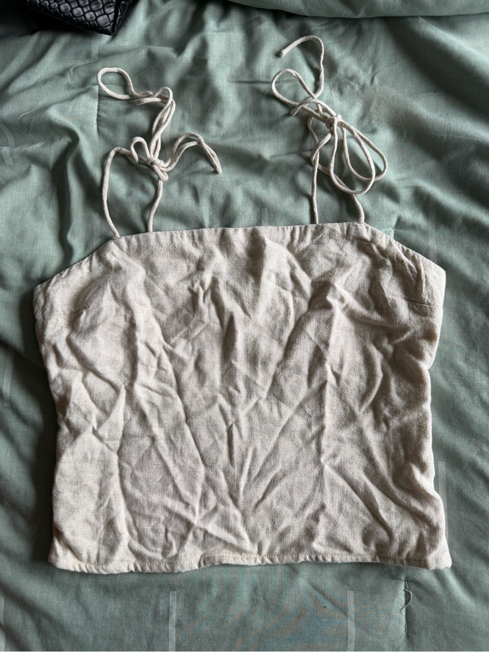 Abercrombie & Fitch Cream Tie-String Linen Tank
